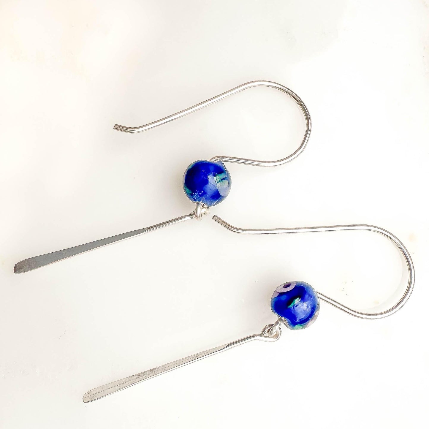 Goodness: Blue Bead Drop Earrings, Sterling Silver