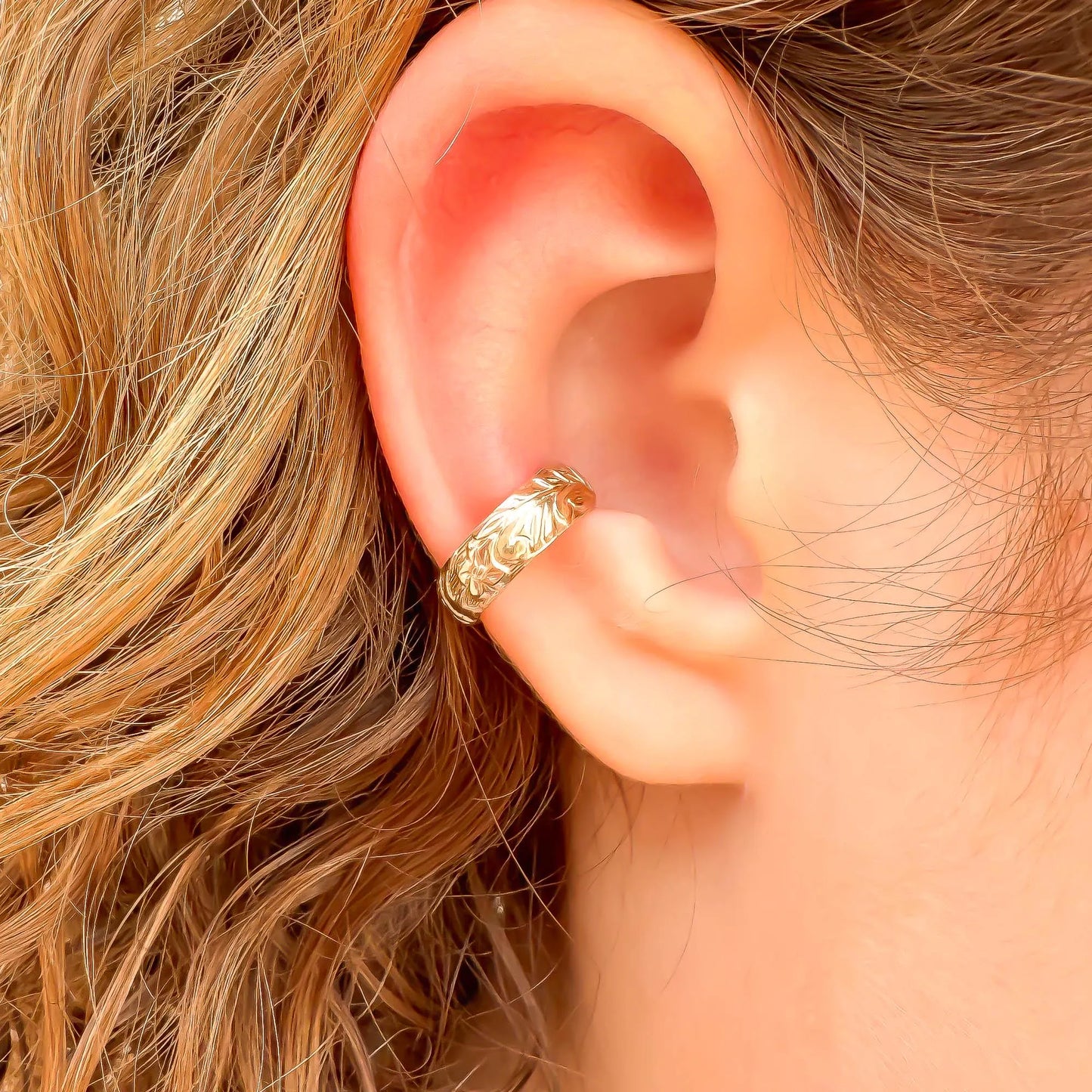 Floral Ear Cuff Conch, 14K Gold Filled