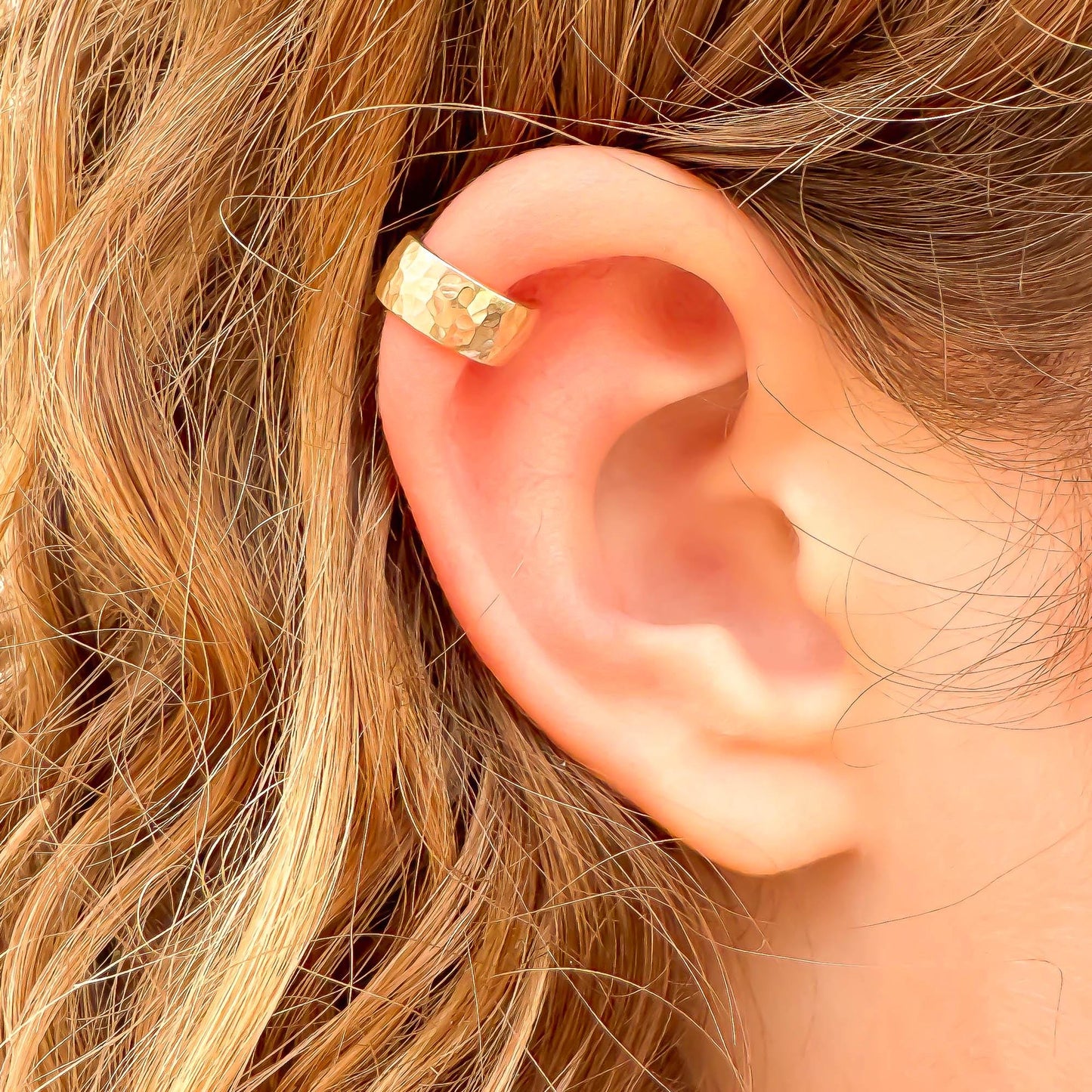 Thick Hammered Cartilage Ear Cuff, 14K Gold Filled