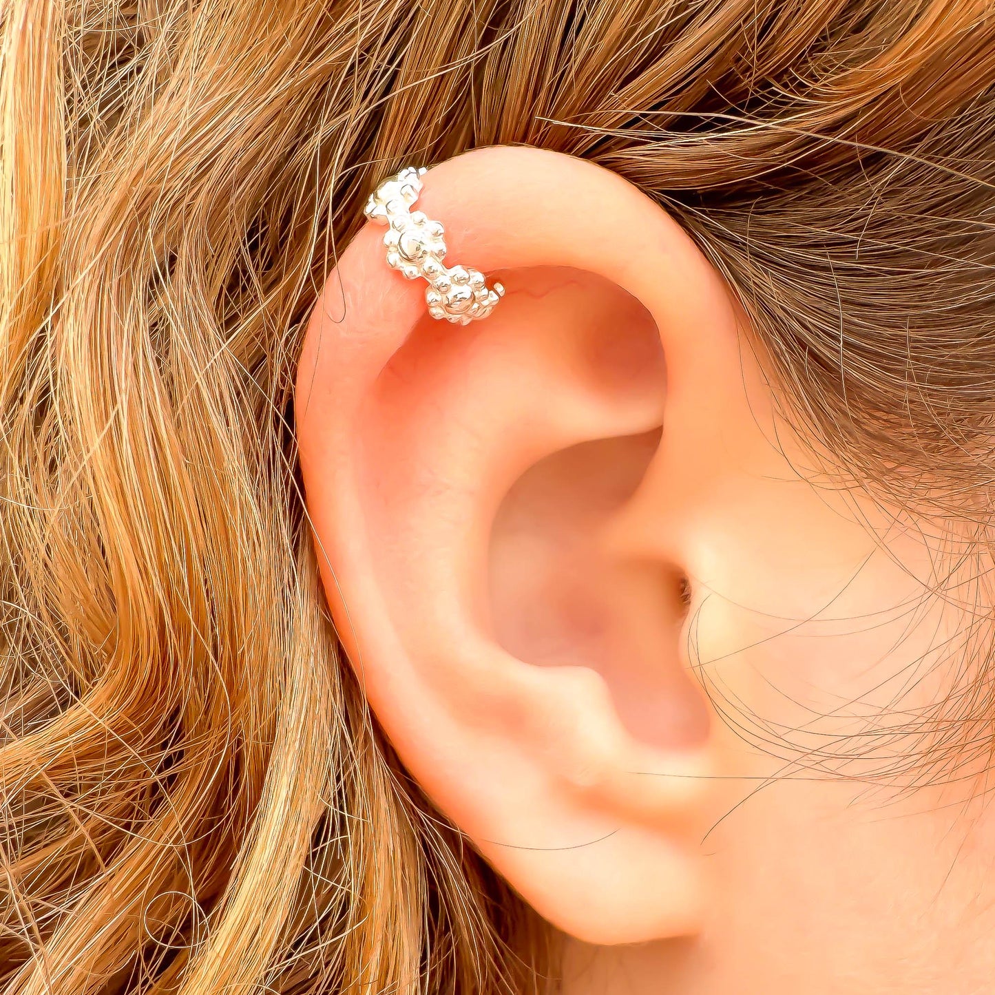 Flower Mini Ear Cuff, Sterling Silver