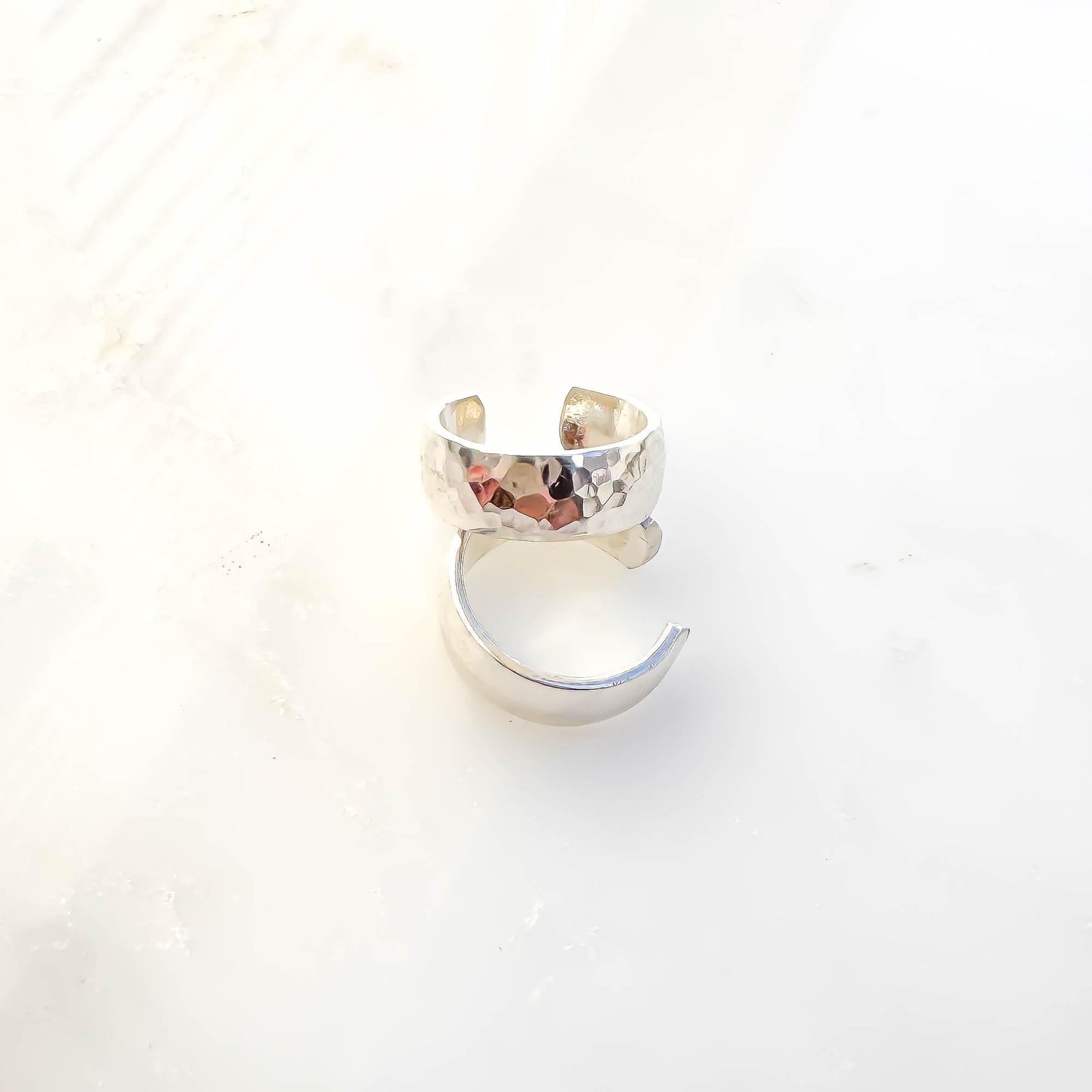 Hammered Thick Conch Ear Cuff, Sterling Silver