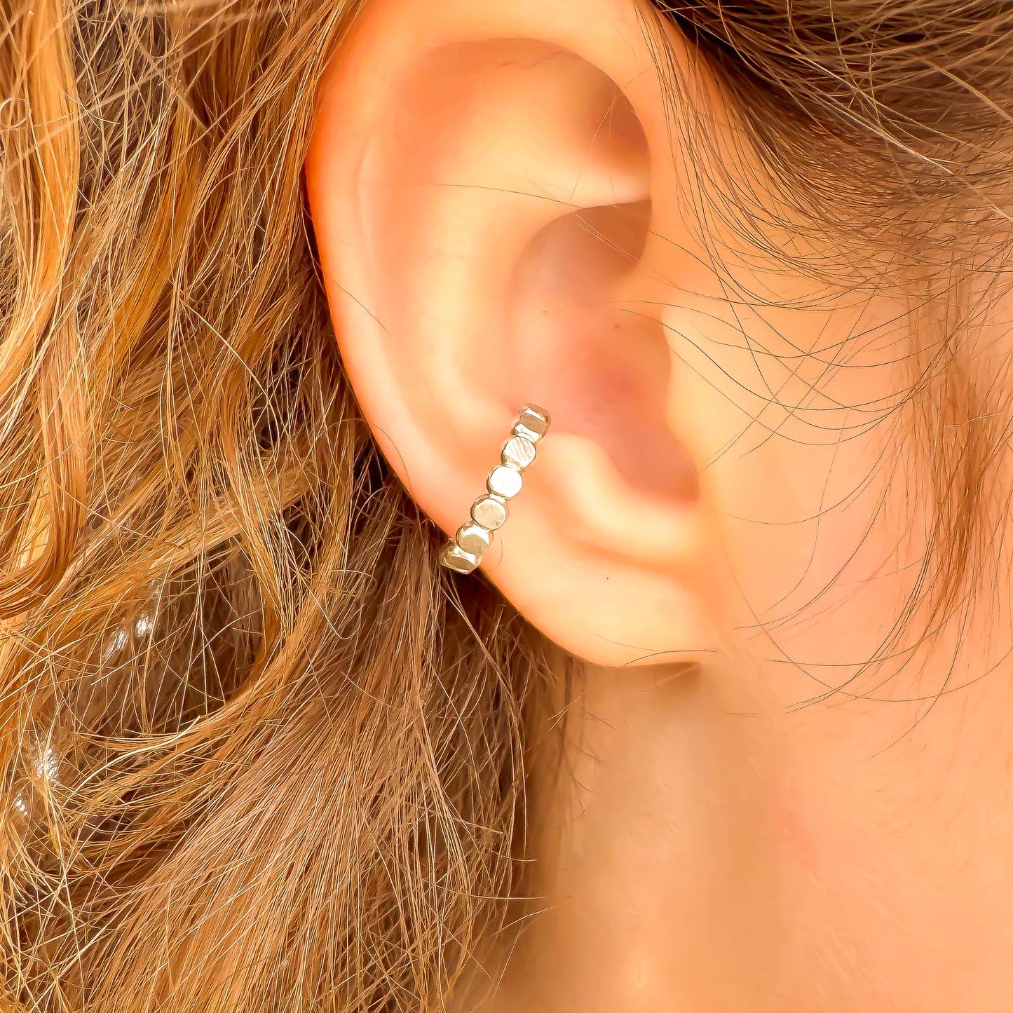 Flat Bead Conch Ear Cuff, Sterling Silver