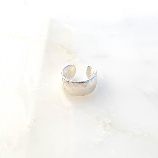 Thick Hammered Cartilage Ear Cuff, Sterling Silver