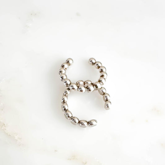 Bubble Bead Conch Ear Cuff, Sterling Silver