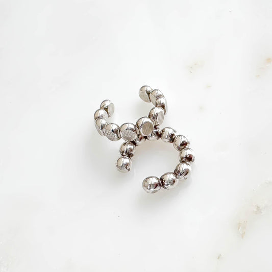 Flat Bead Mini Ear Cuff, Sterling Silver