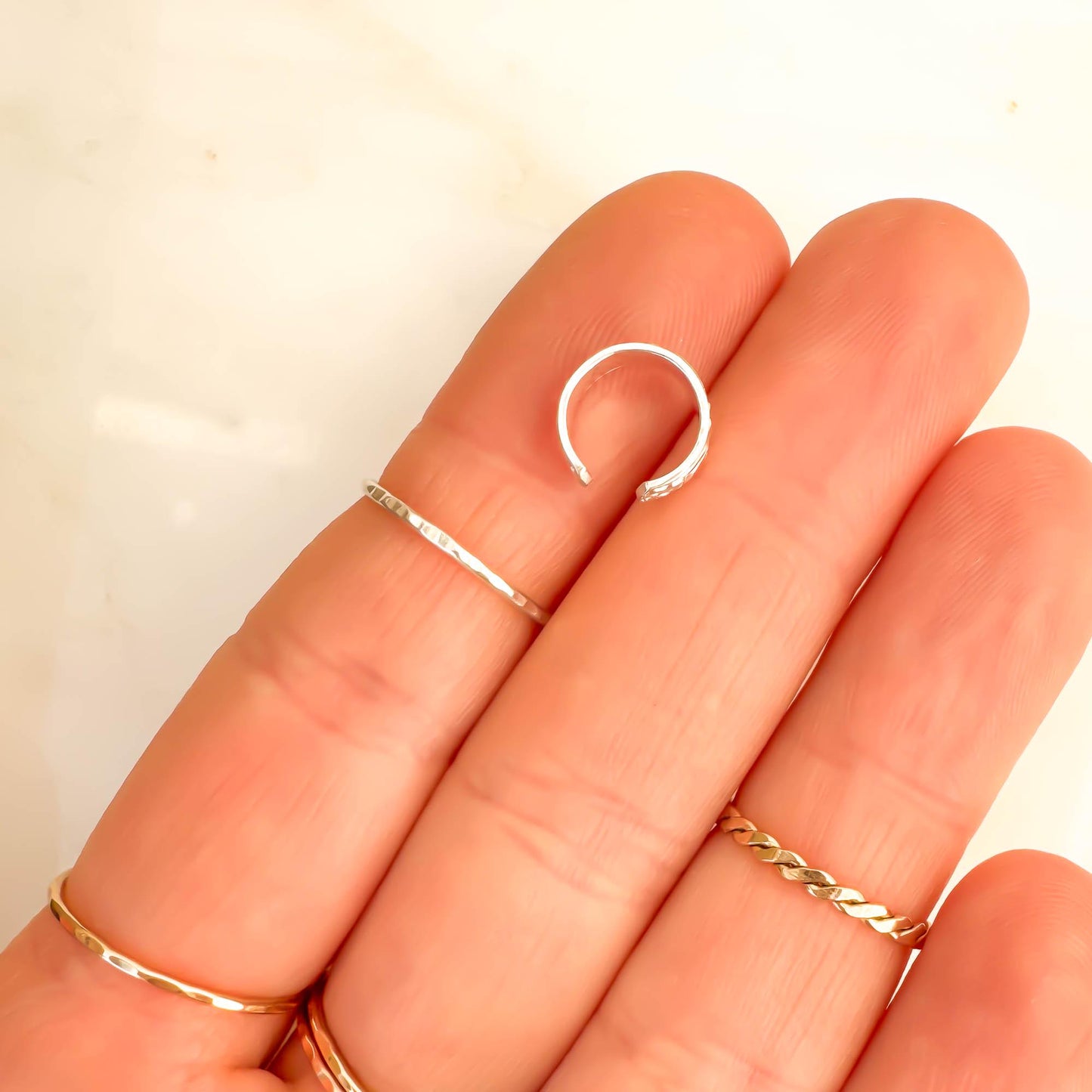 Flat Floral Mini Ear Cuff, Sterling Silver