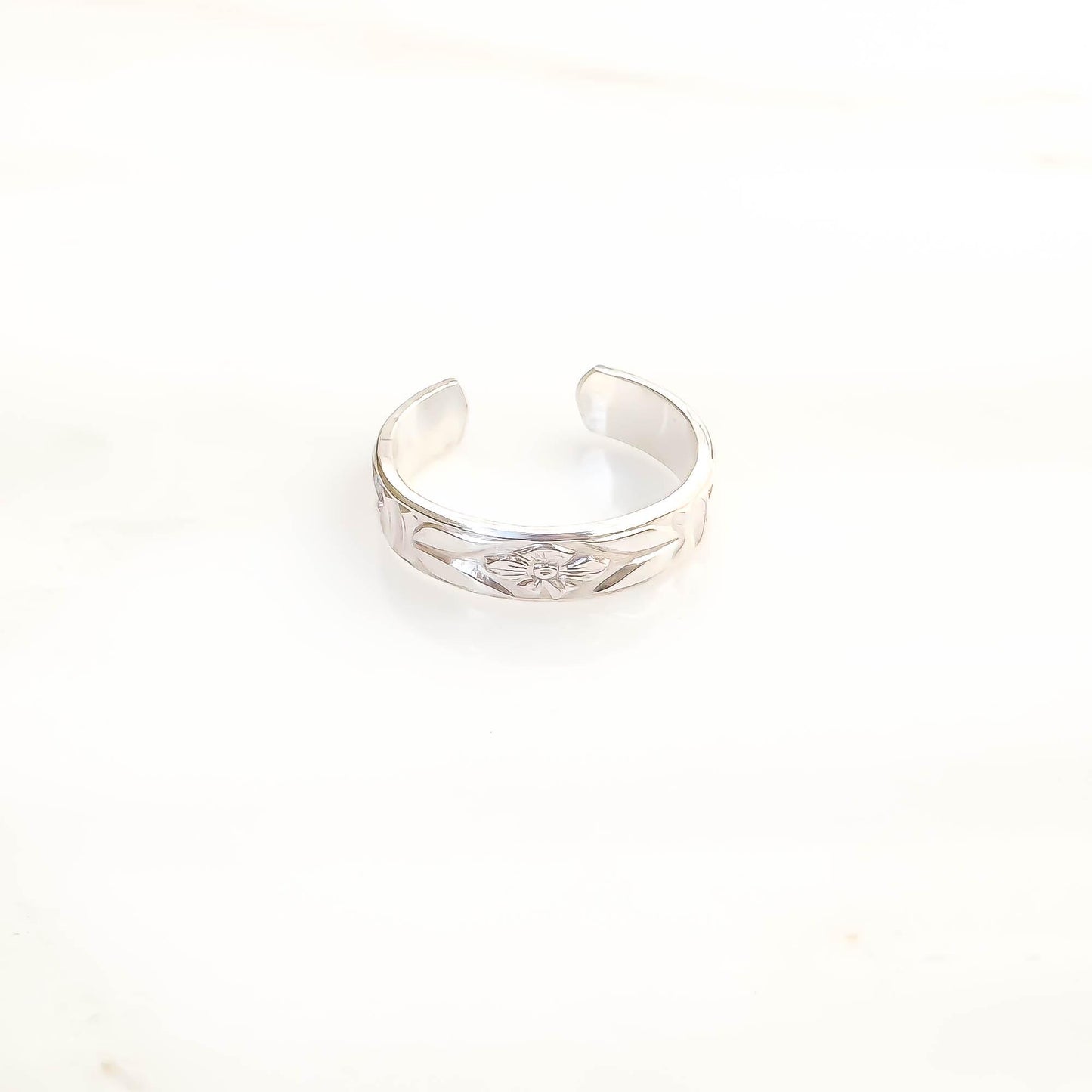 Floral Flat Conch Ear Cuff, Sterling Silver