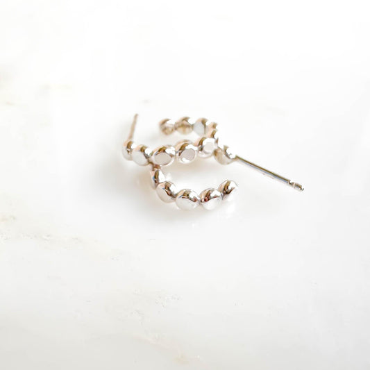 Mini Bead Dot Hoop Earrings, Sterling Silver