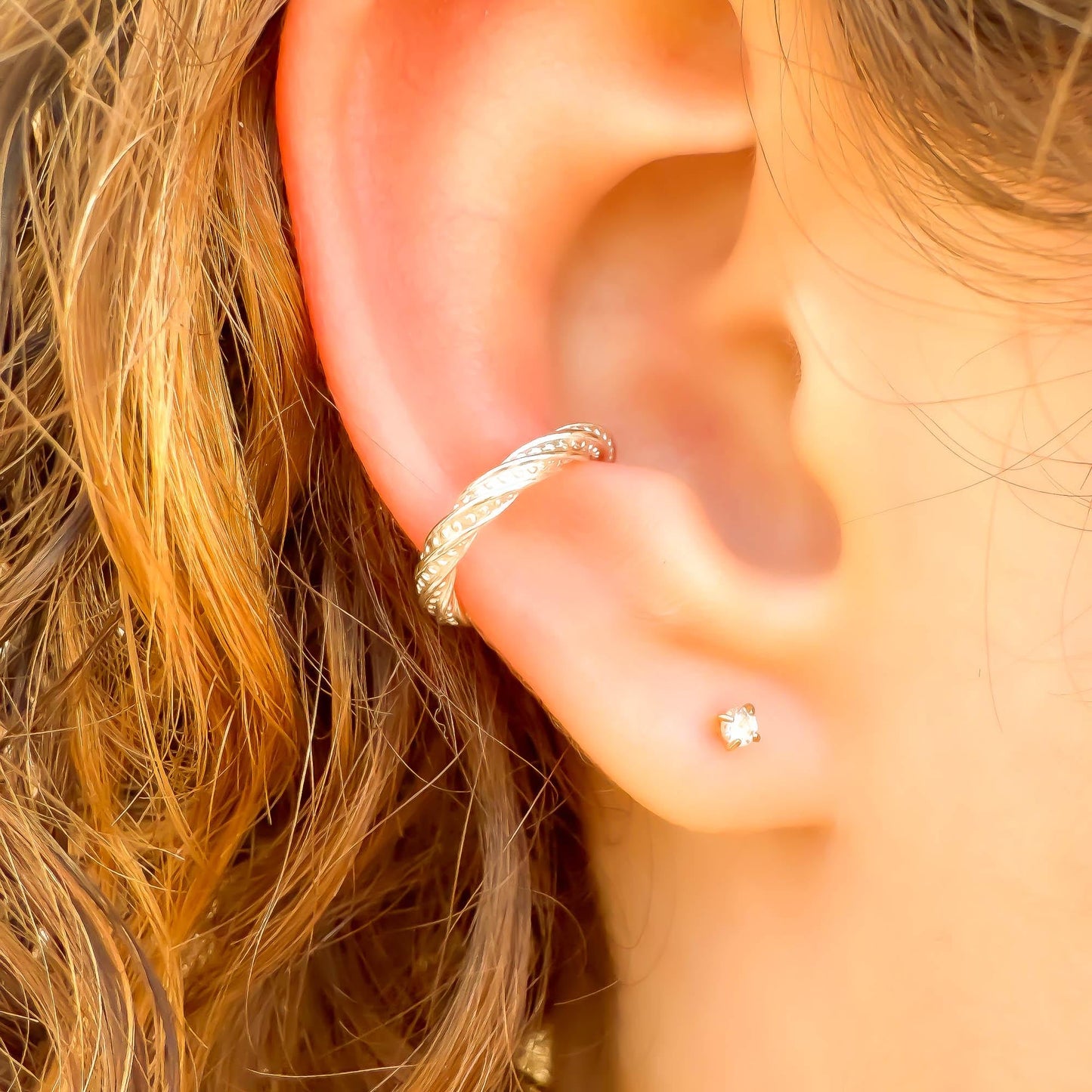 Thick Twist Conch Ear Cuff, Sterling Silver