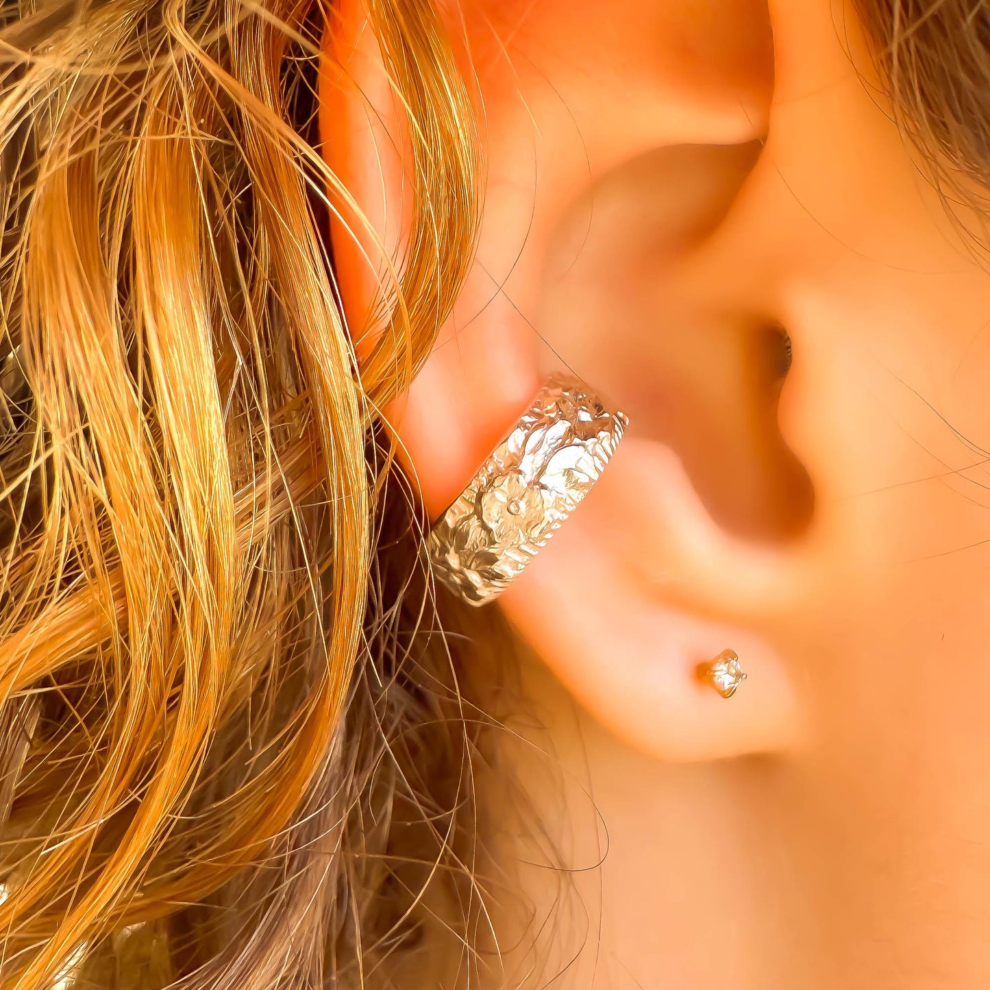 Floral Thick Conch Ear Cuff, Sterling Silver