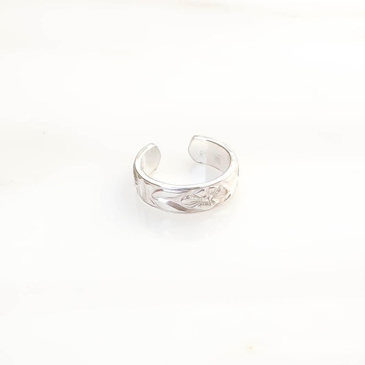 Flat Floral Mini Ear Cuff, Sterling Silver