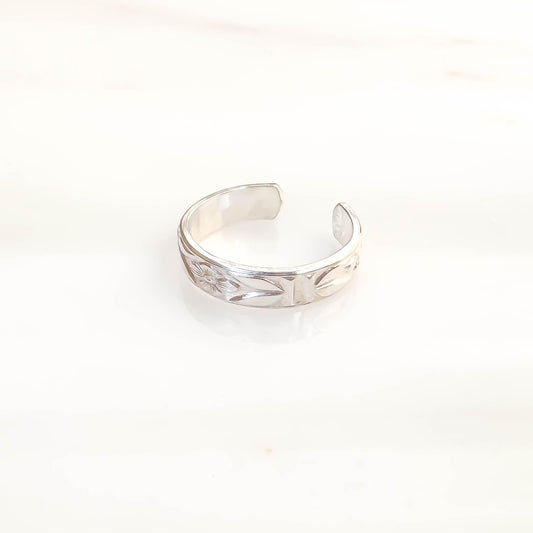 Floral Flat Conch Ear Cuff, Sterling Silver