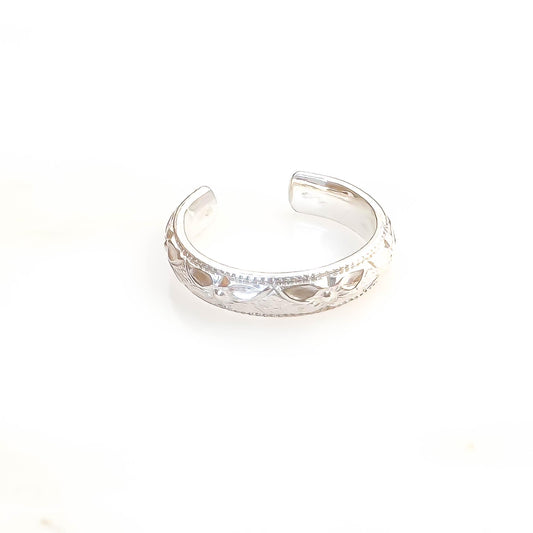 Floral Engraved Conch Ear Cuff, Sterling Silver