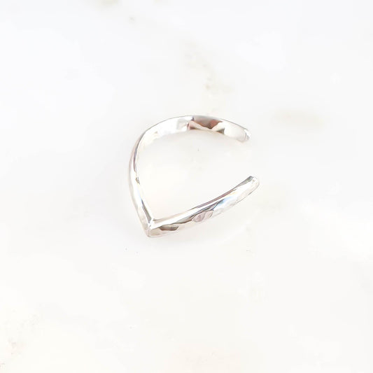 Hammered Chevron Conch Ear Cuff, Sterling Silver