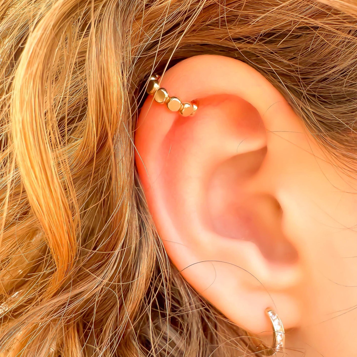 Flat Bead Mini Ear Cuff, 14K Gold Filled