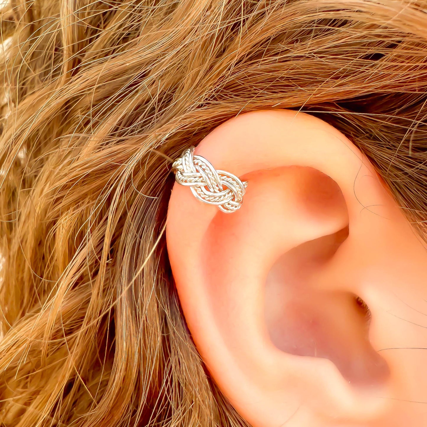 Mini Twist Braid Ear Cuff, Sterling Silver