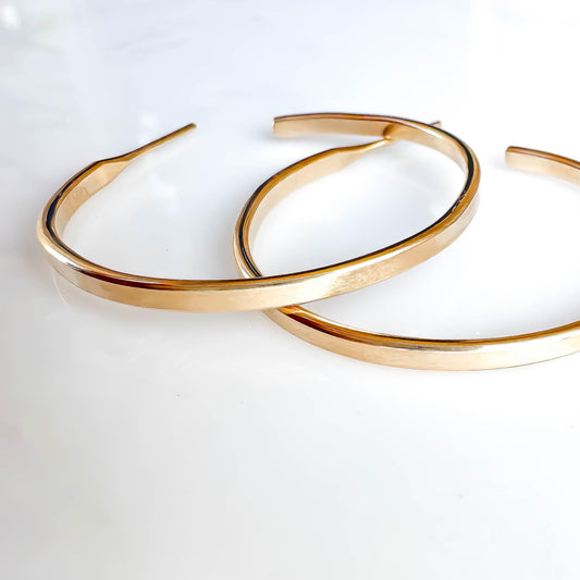 Midsized Flat Half Hoop Earrings, 14K Gold Filled (1.4 inches)