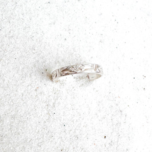 Floral Toe Ring, Sterling Silver
