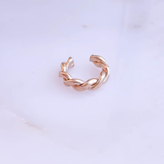 Twist Ear Cartilage Ear Cuff, 14K Rose Gold Filled