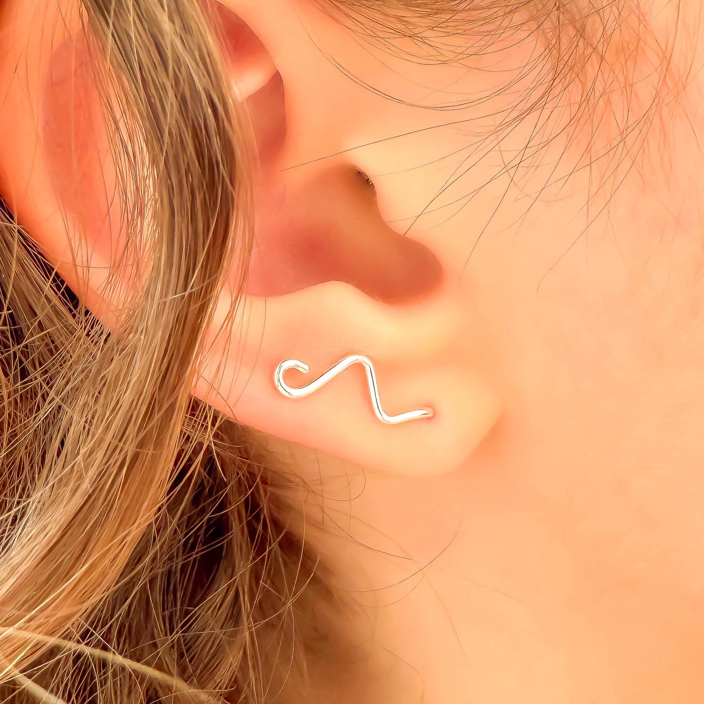 Curl Mini Ear Climber Earrings, Sterling Silver