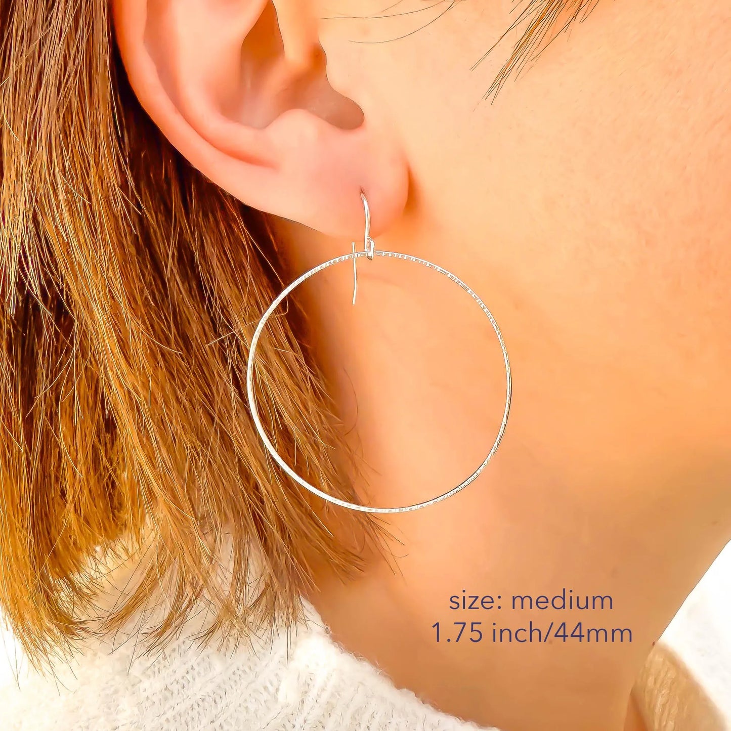 Big Forward Facing Hoop Earrings, 925 Sterling Silver
