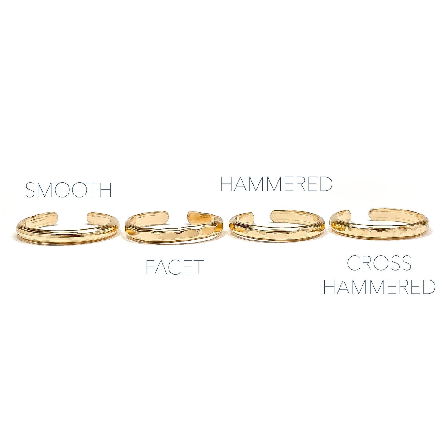 smooth, facet, hammered, cross hammered, ear cuffs