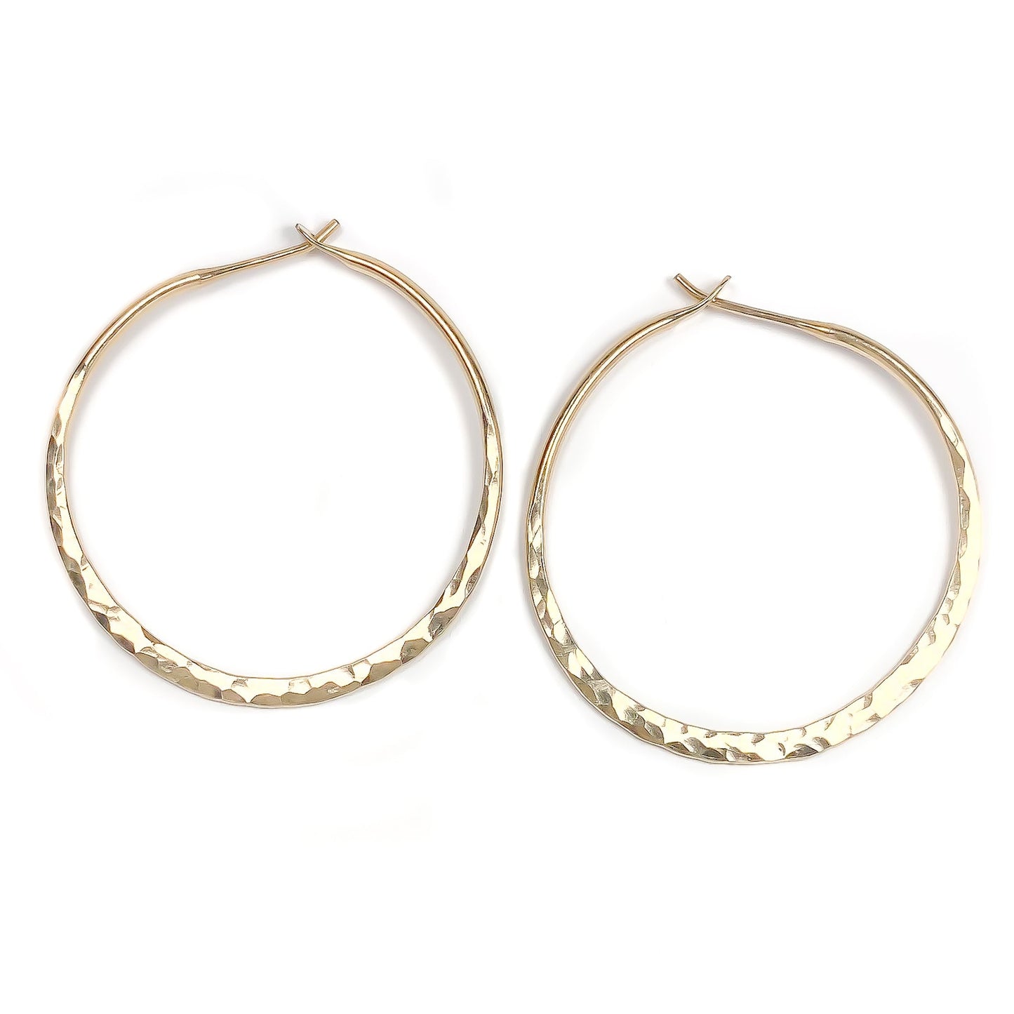 25mm Hammered Hoop Earrings, 14K Gold Filled