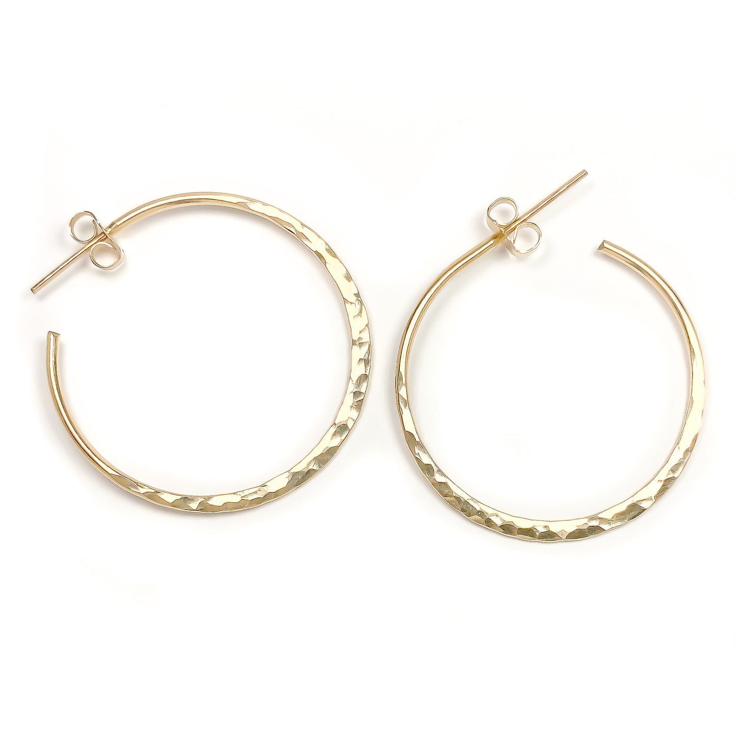 25mm Hammered Hoop Earrings, 14K Gold Filled