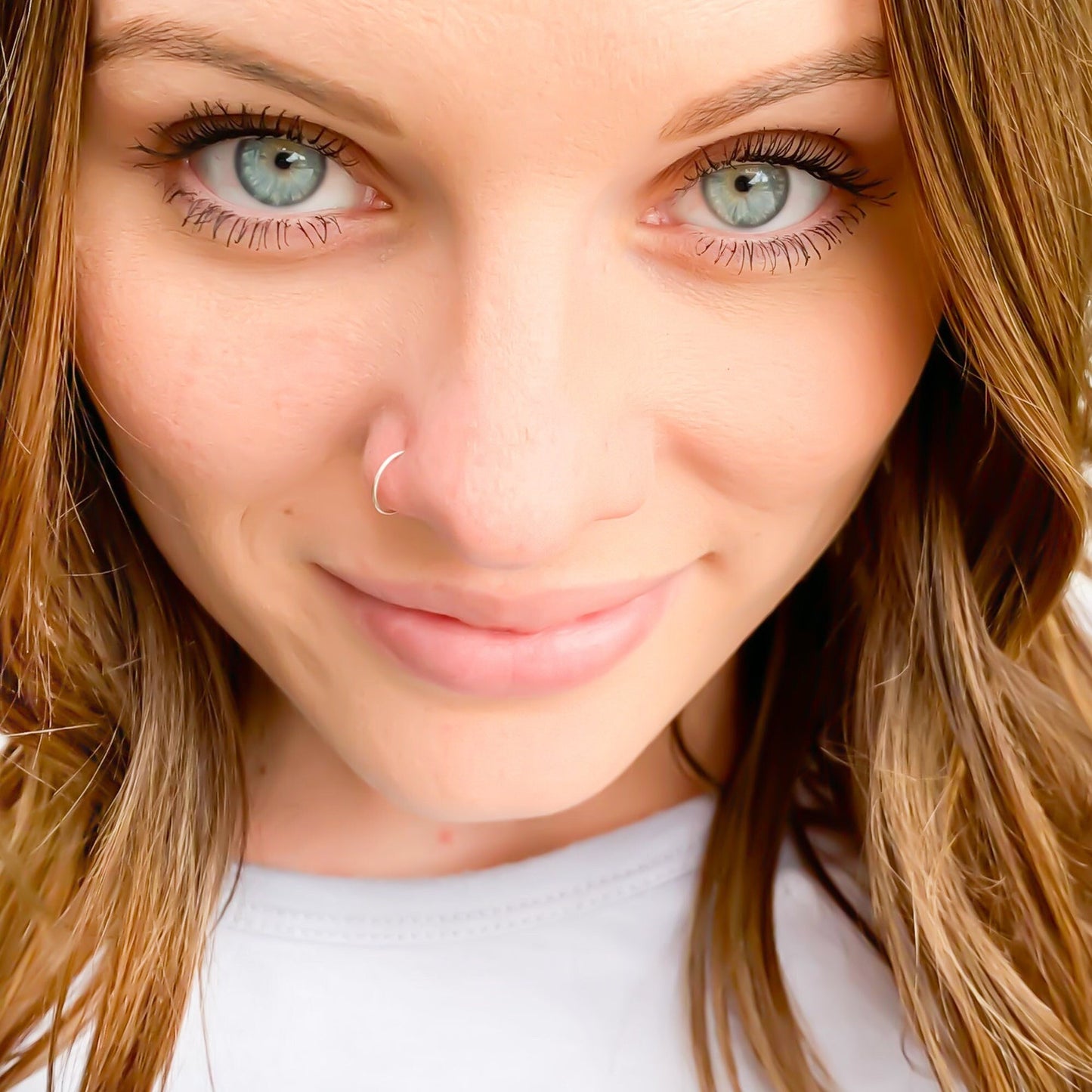 white gold hoop nose ring