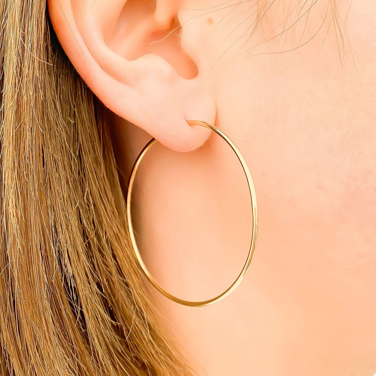 Gold Hoop Earrings 14K Gold Filled Hoops 48mm 1.9 -  Hong Kong