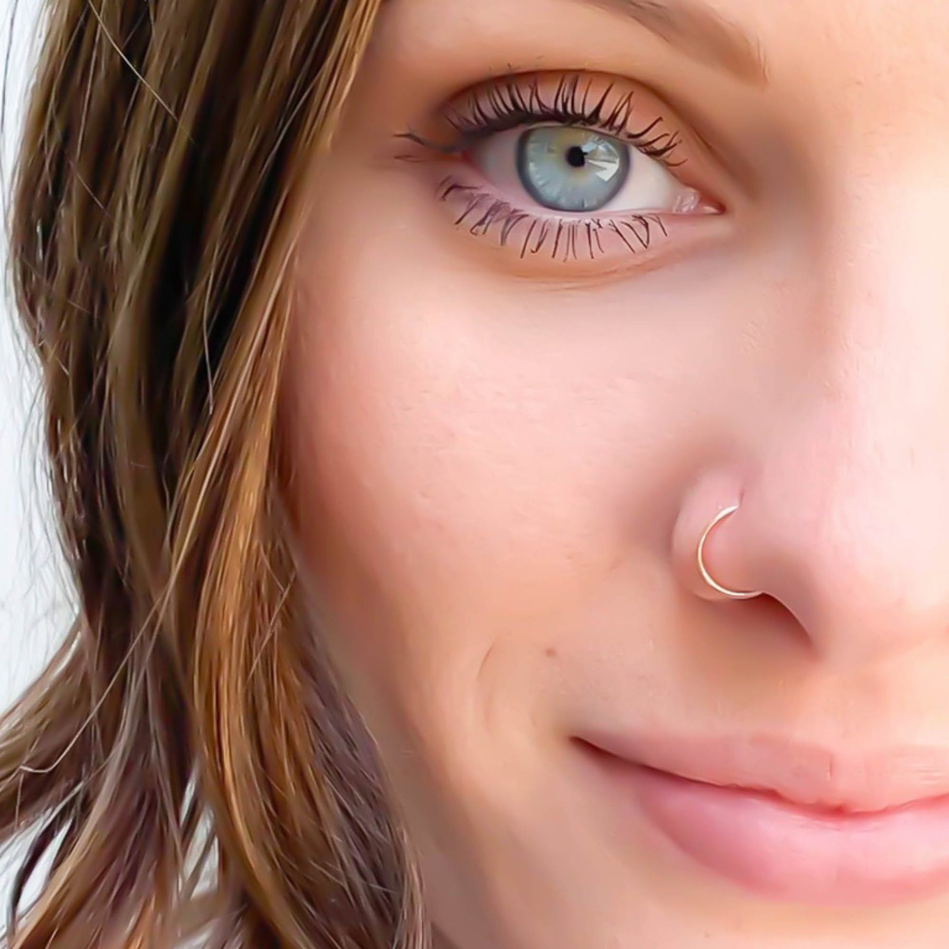 Faux Nose Ring - Fake Nose Hoop Ring - Silver or Gold - Clip On
