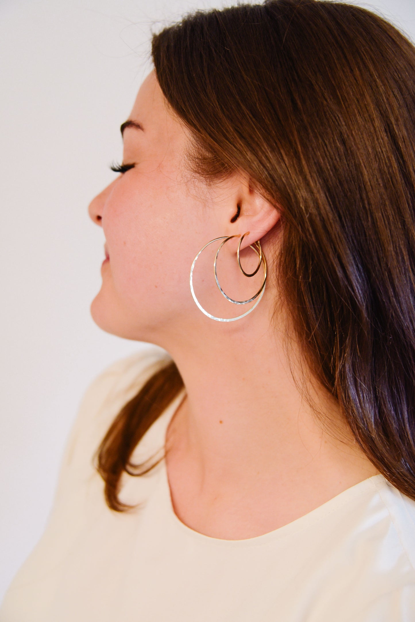 25mm Hammered Hoop Earrings, 14K Gold Filled