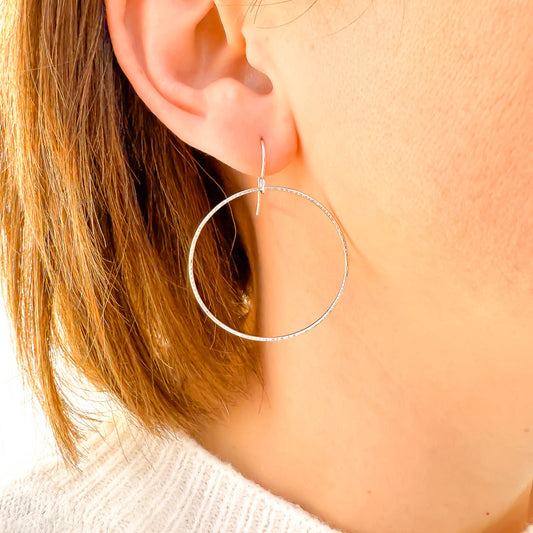 Small Forward Facing Hoop Earrings, 925 Sterling Silver