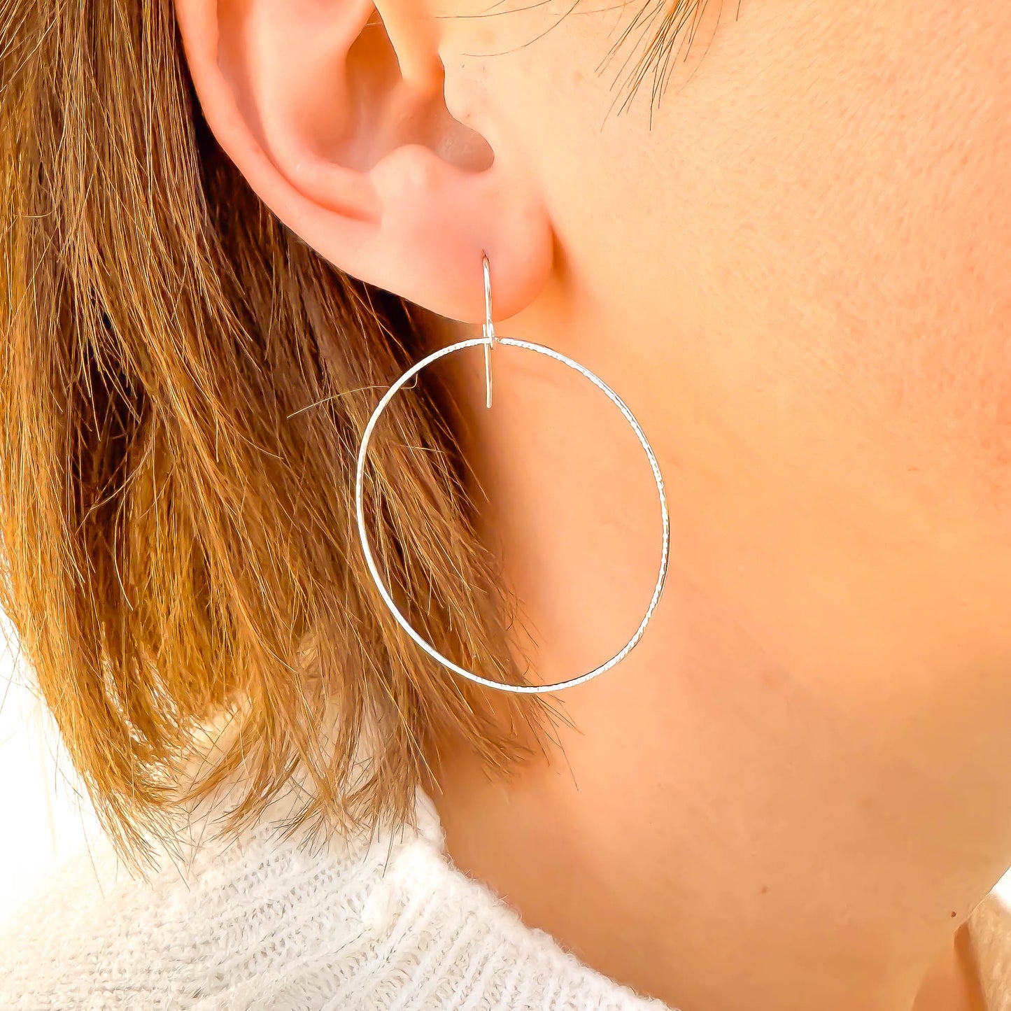 Medium Forward Facing Hoop Earrings, 925 Sterling Silver