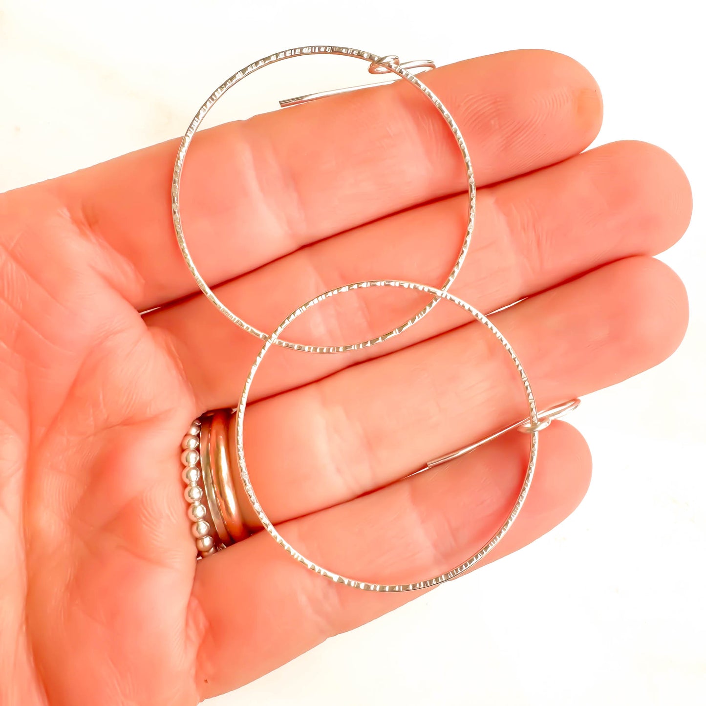 Medium Forward Facing Hoop Earrings, 925 Sterling Silver