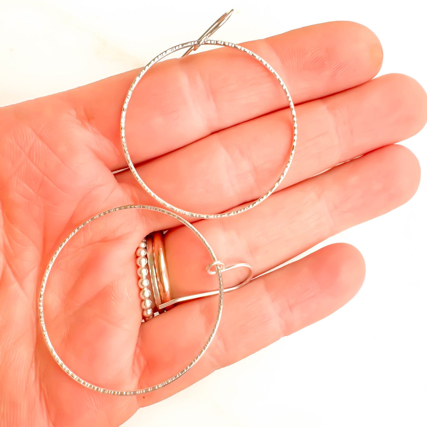Medium Forward Facing Hoop Earrings, 925 Sterling Silver