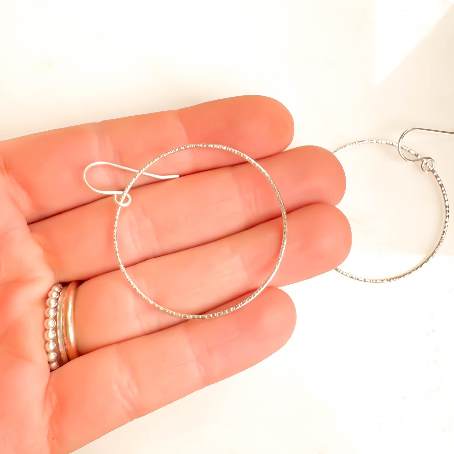 Small Forward Facing Hoop Earrings, 925 Sterling Silver
