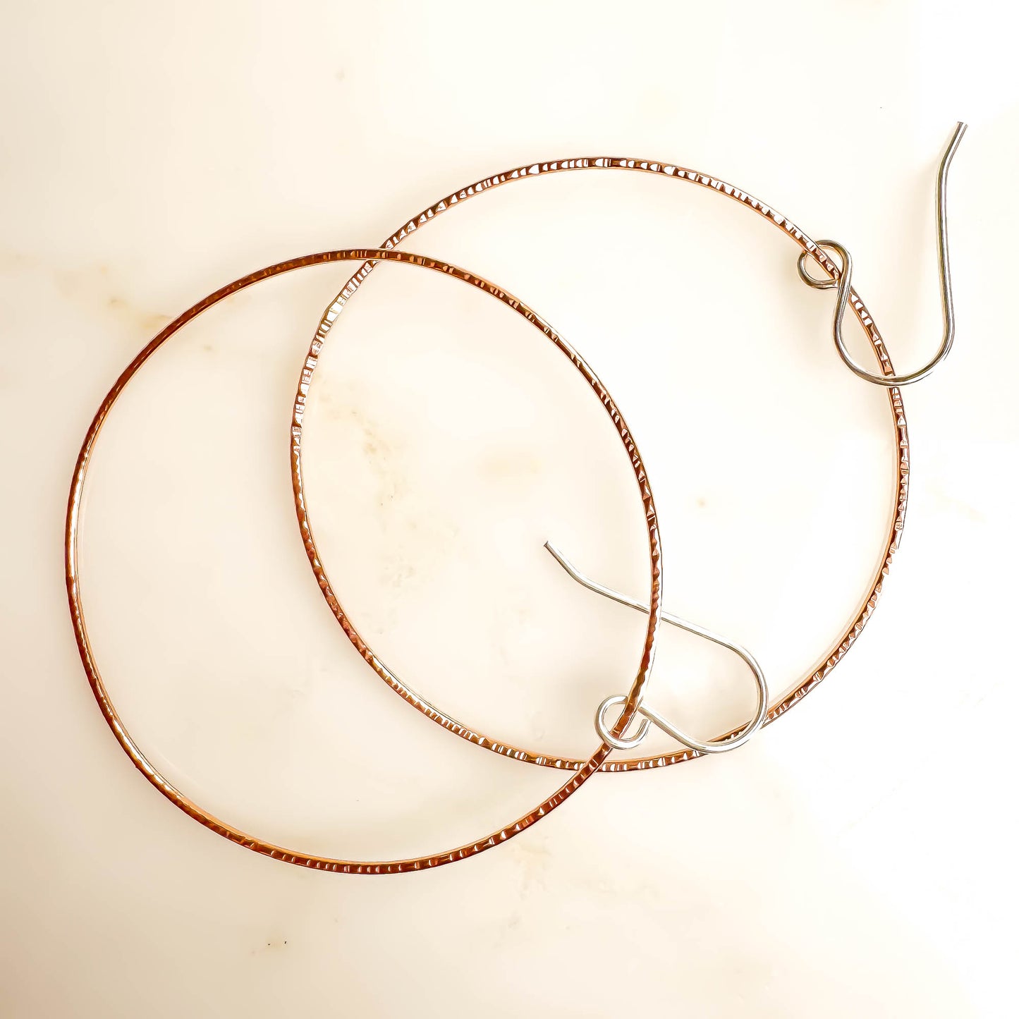 Forward Facing Hoops, 14K Rose Gold Filled & Silver