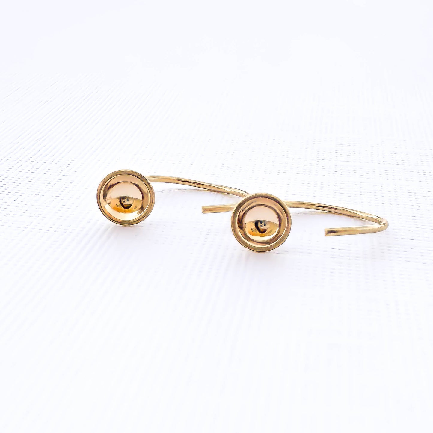 Cup Disc Threader Half Hoop Earrings, 14K Gold Filled