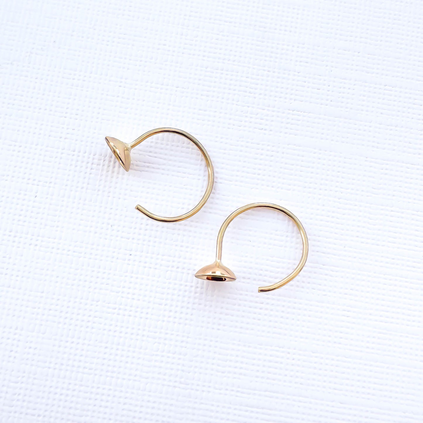 Cup Disc Threader Half Hoop Earrings, 14K Gold Filled