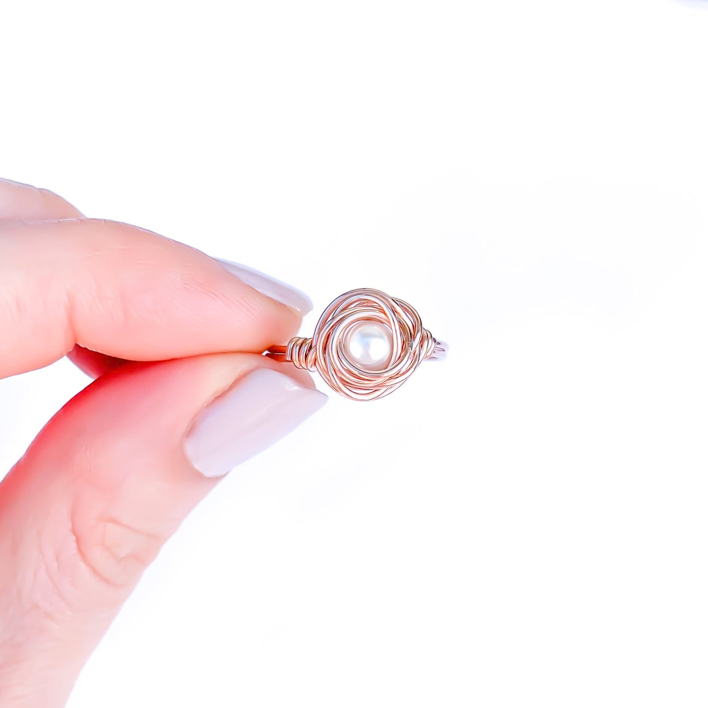 Nested Pearl Ring, 14K Rose Gold Filled