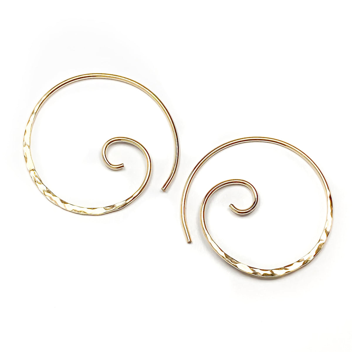 Hammered Spiral Hoop Earrings