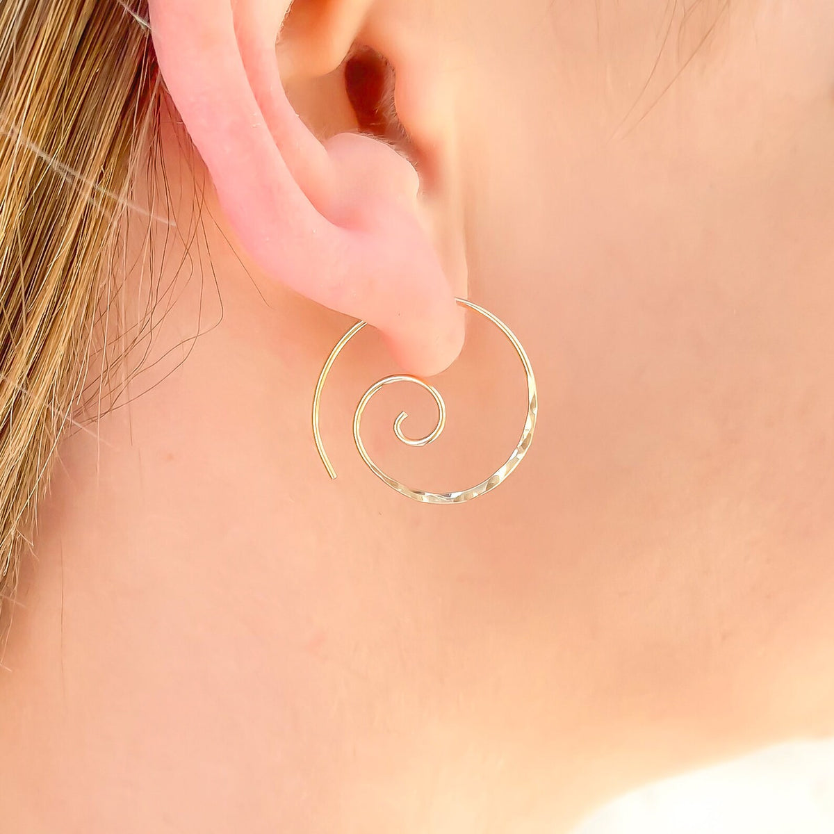 Hammered Spiral Hoop Earrings