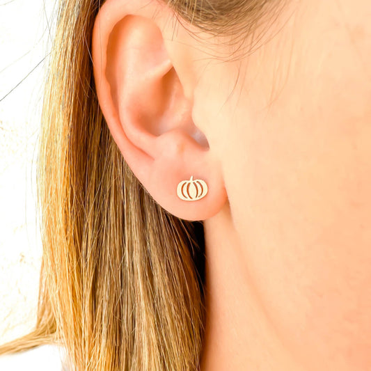 Pumpkin Stud Earrings, 14K Gold or Sterling Silver