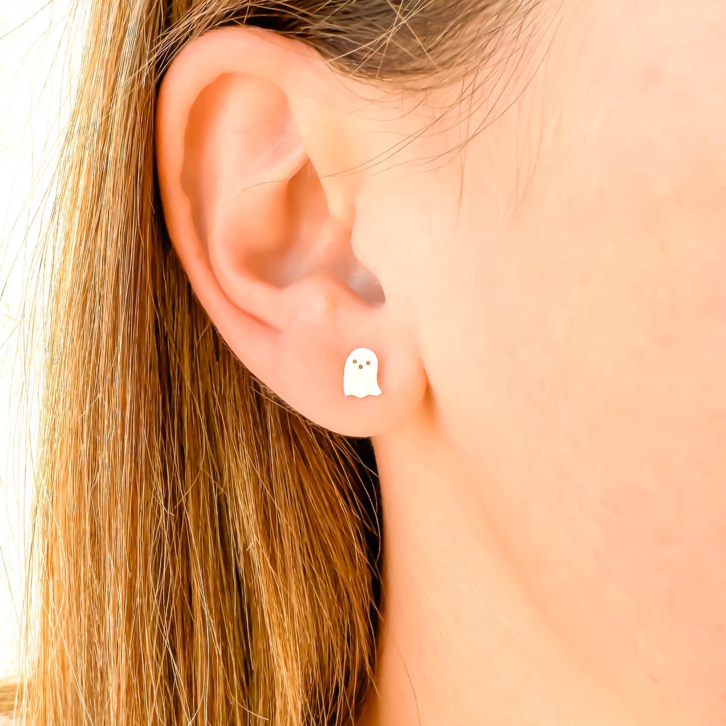 Asymmetrical Ghost Stud Earrings, 14K Gold or Sterling Silver