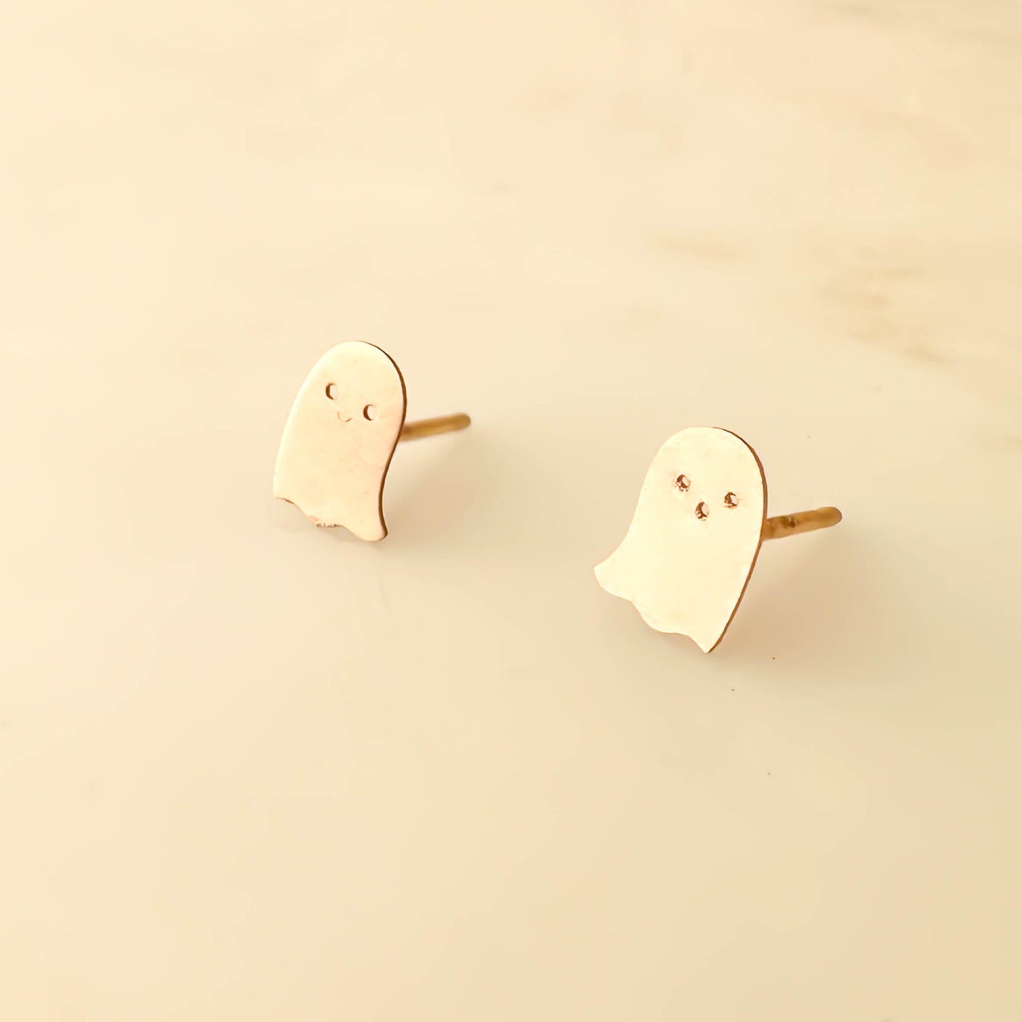 Asymmetrical Ghost Stud Earrings, 14K Gold or Sterling Silver