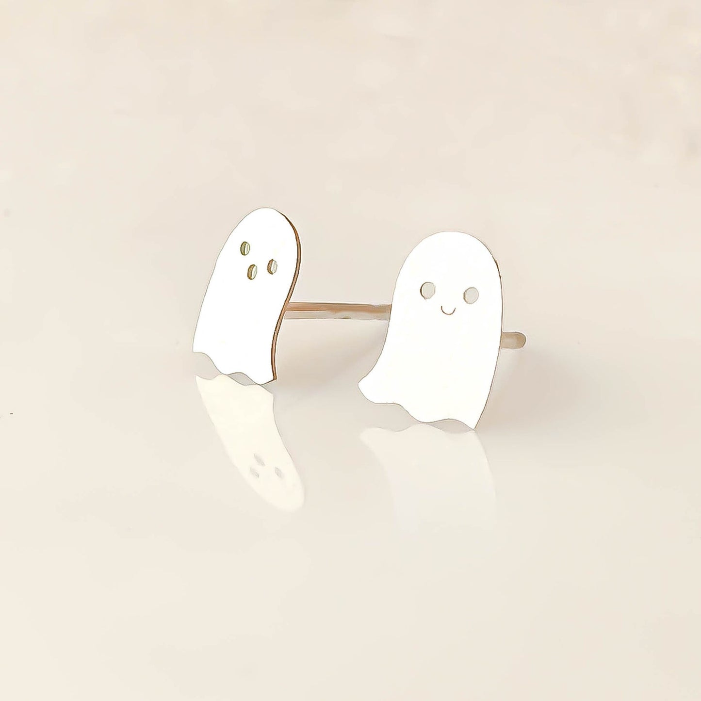 Asymmetrical Ghost Stud Earrings, 14K Gold or Sterling Silver