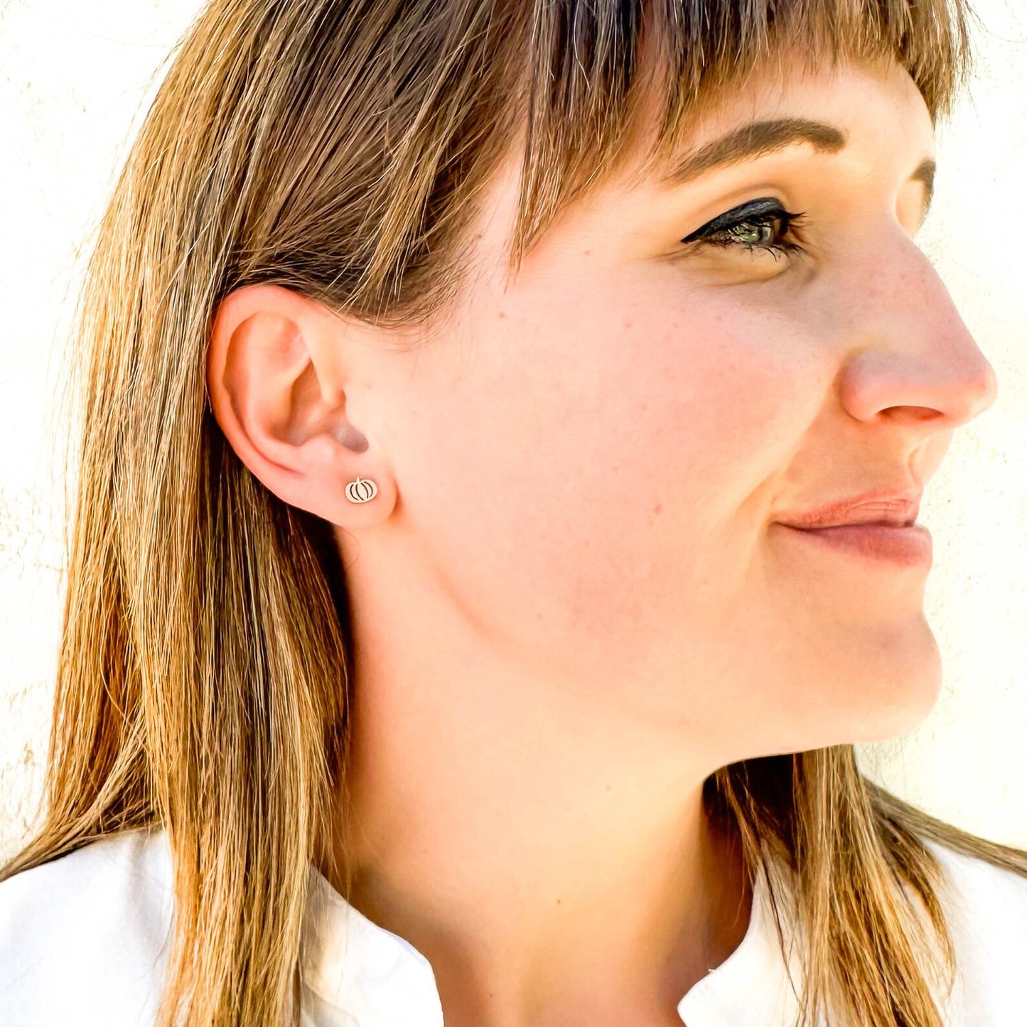 Pumpkin Stud Earrings, 14K Gold or Sterling Silver
