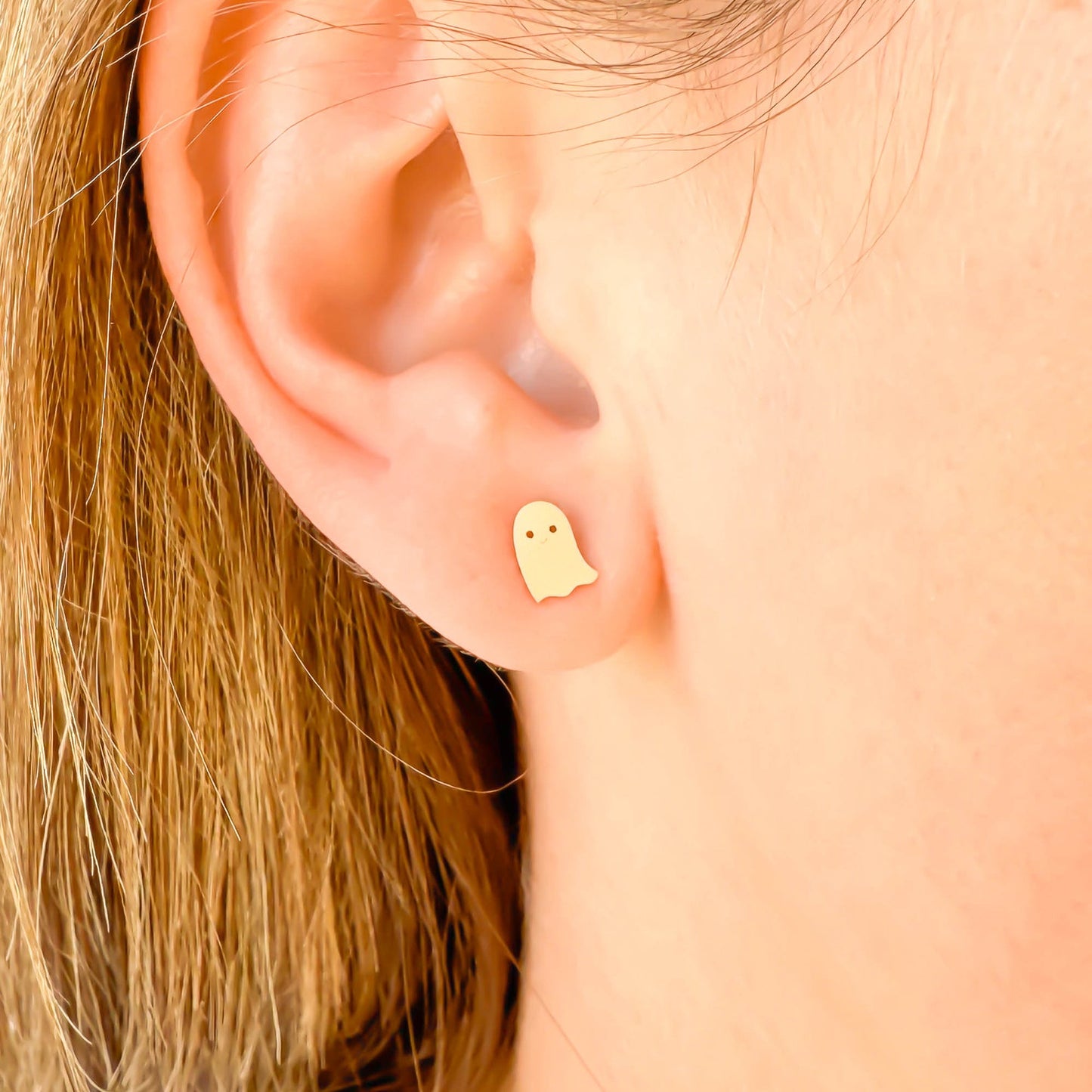 Asymmetrical Ghost Stud Earrings, 14K Gold or Sterling Silver
