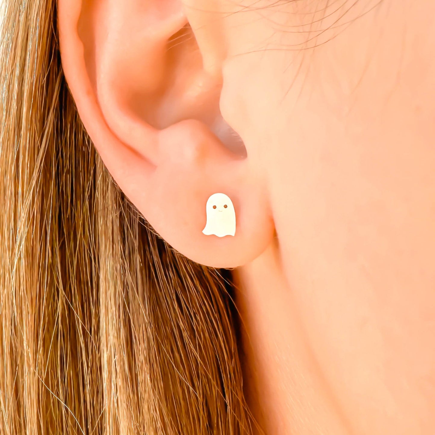 Asymmetrical Ghost Stud Earrings, 14K Gold or Sterling Silver